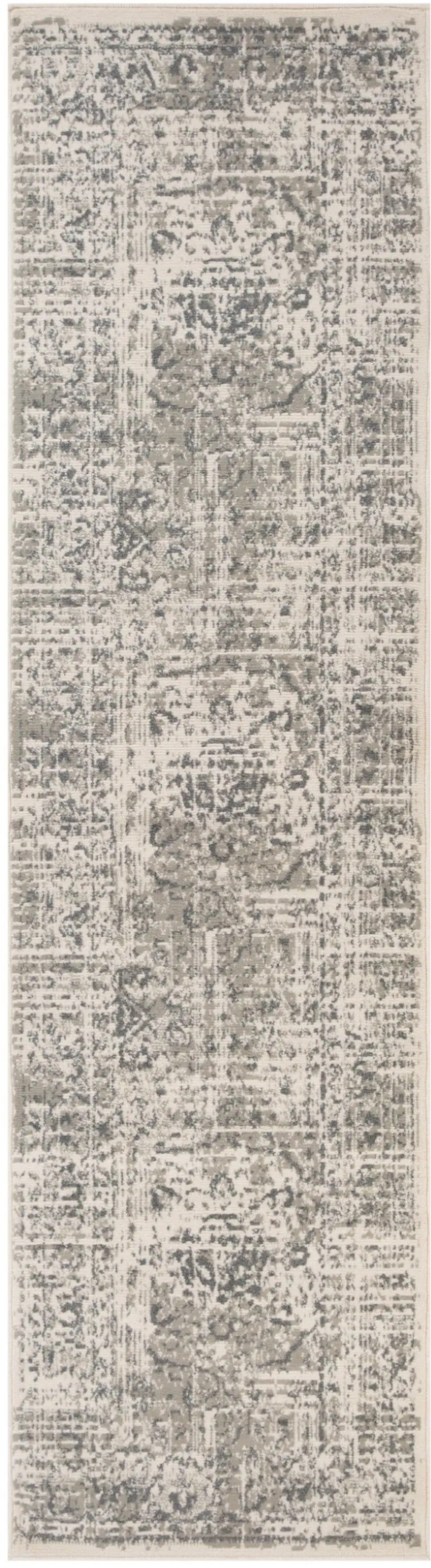 10' Gray Medallion Power Loom Runner Rug Photo 1