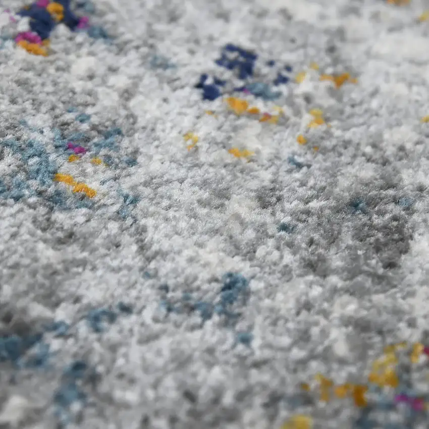 8' Gray Medallion Power Loom Runner Rug Photo 6