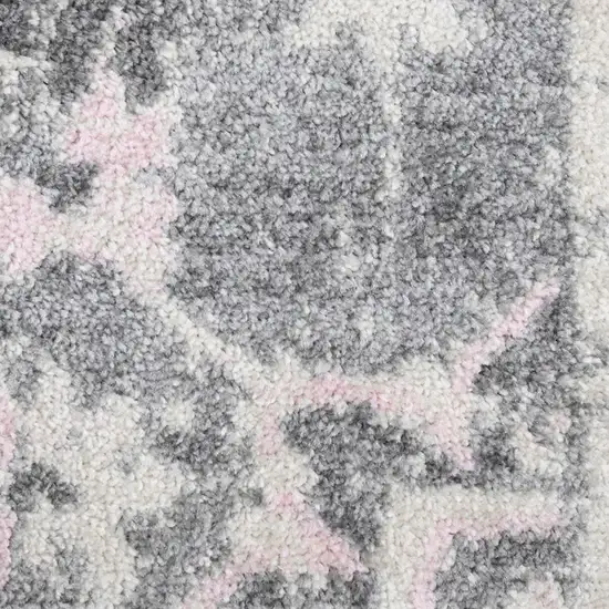 8' Gray And Dark Gray Medallion Runner Rug Photo 9