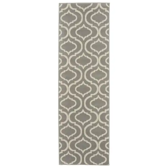 7' Gray Moroccan Power Loom Runner Rug Photo 2