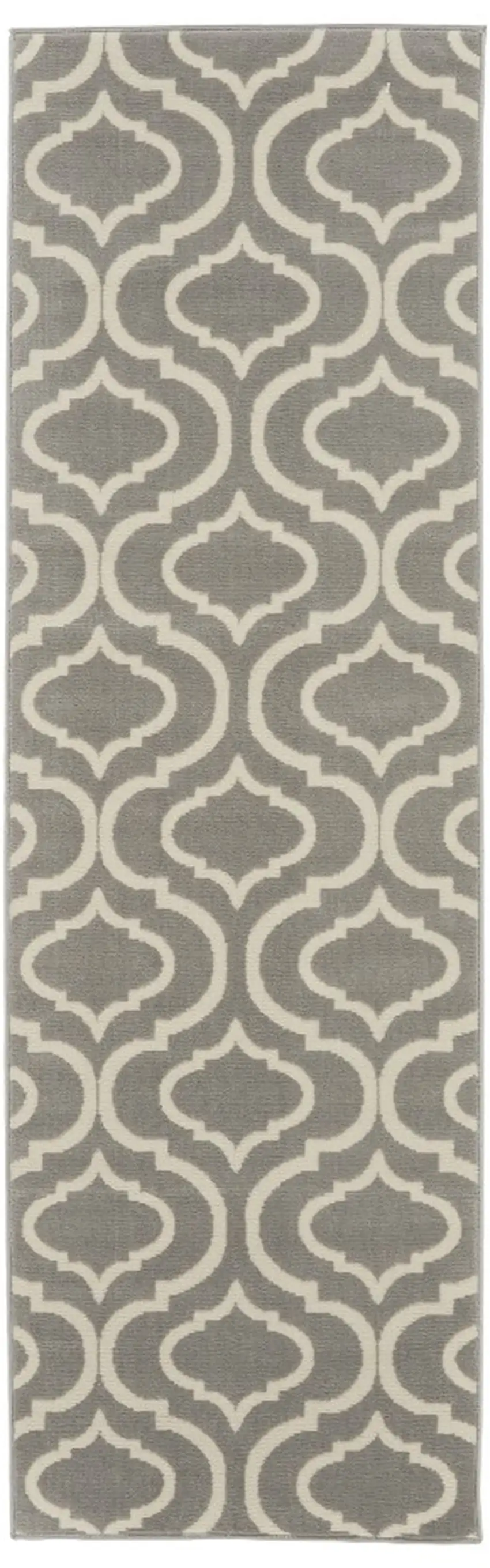 7' Gray Moroccan Power Loom Runner Rug Photo 2