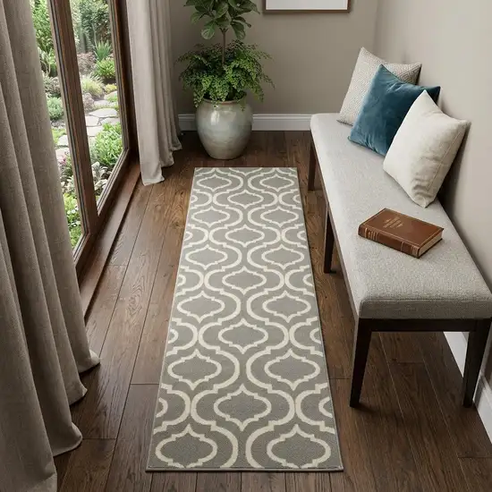 7' Gray Moroccan Power Loom Runner Rug Photo 1