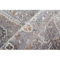 Photo of 8' Gray Orange And Ivory Floral Power Loom Stain Resistant Runner Rug