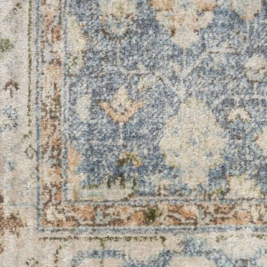 8' Gray Oriental Distressed Round Rug Photo 8