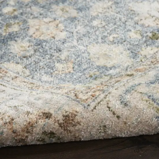5' Gray Oriental Distressed Round Rug Photo 8