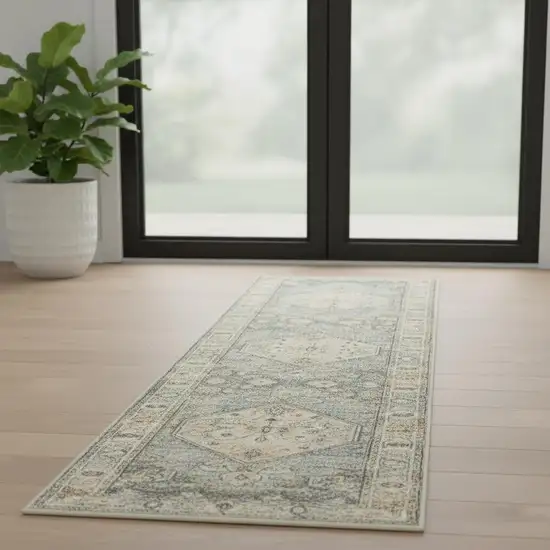 6' Gray Oriental Distressed Runner Rug Photo 1