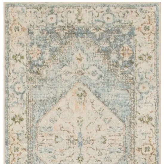 6' Gray Oriental Distressed Runner Rug Photo 8