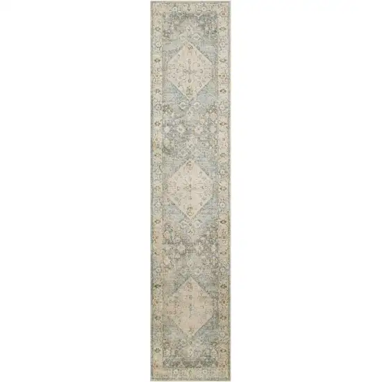 6' Gray Oriental Distressed Runner Rug Photo 2