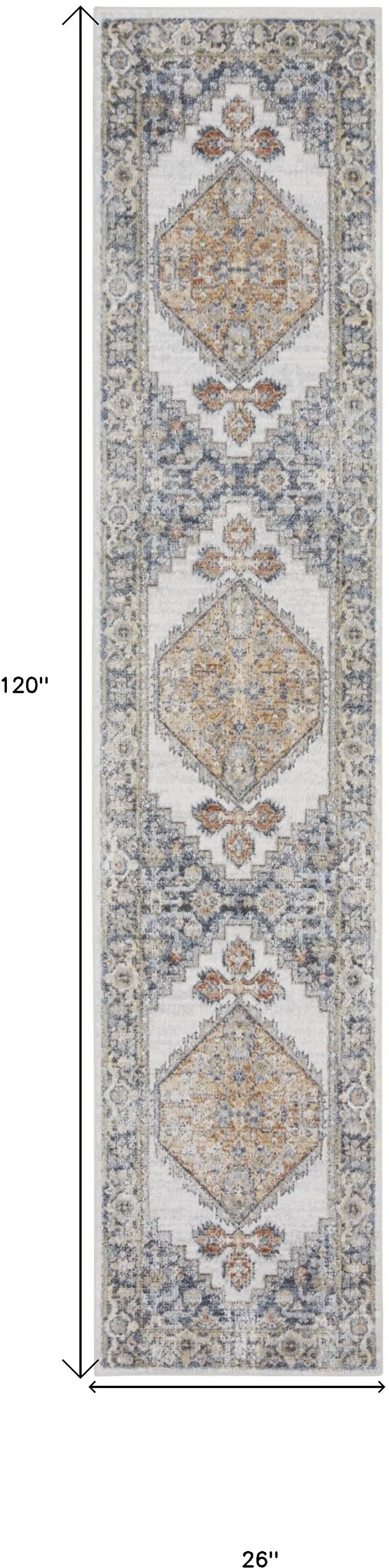 10' Gray Oriental Power Loom Distressed Washable Runner Rug Photo 6