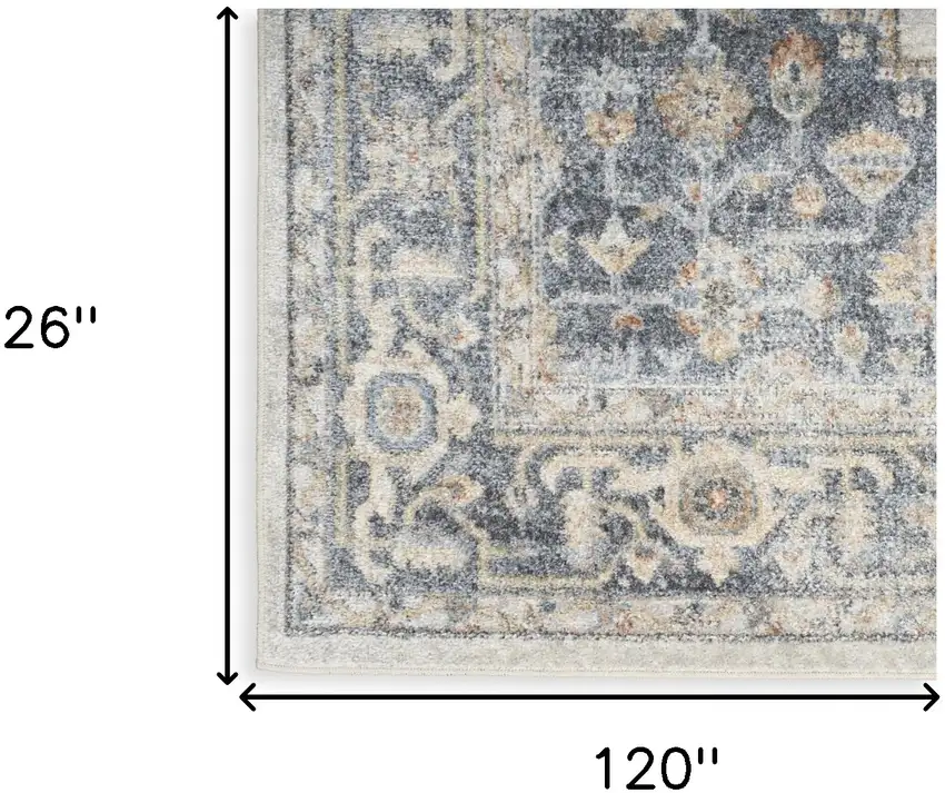 10' Gray Oriental Power Loom Distressed Washable Runner Rug Photo 5