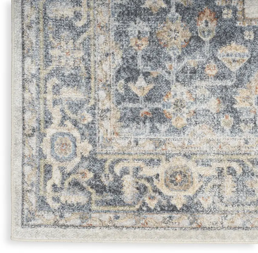 10' Gray Oriental Power Loom Distressed Washable Runner Rug Photo 1