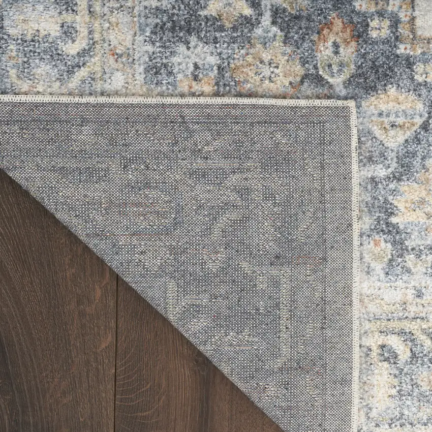 10' Gray Oriental Power Loom Distressed Washable Runner Rug Photo 9