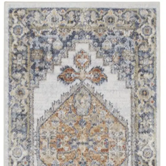 12' Gray Oriental Power Loom Distressed Washable Runner Rug Photo 3