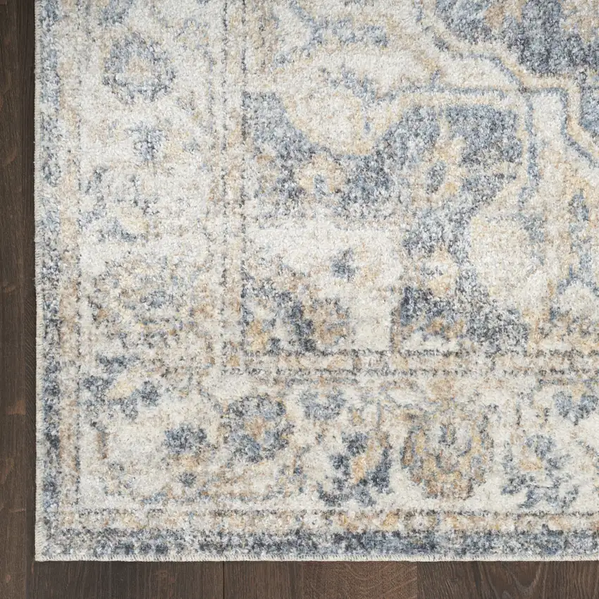 8' Gray Oriental Power Loom Washable Runner Rug Photo 8