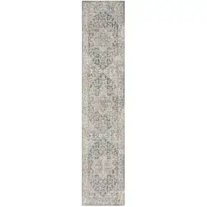 Photo of 8' Gray Oriental Power Loom Washable Runner Rug