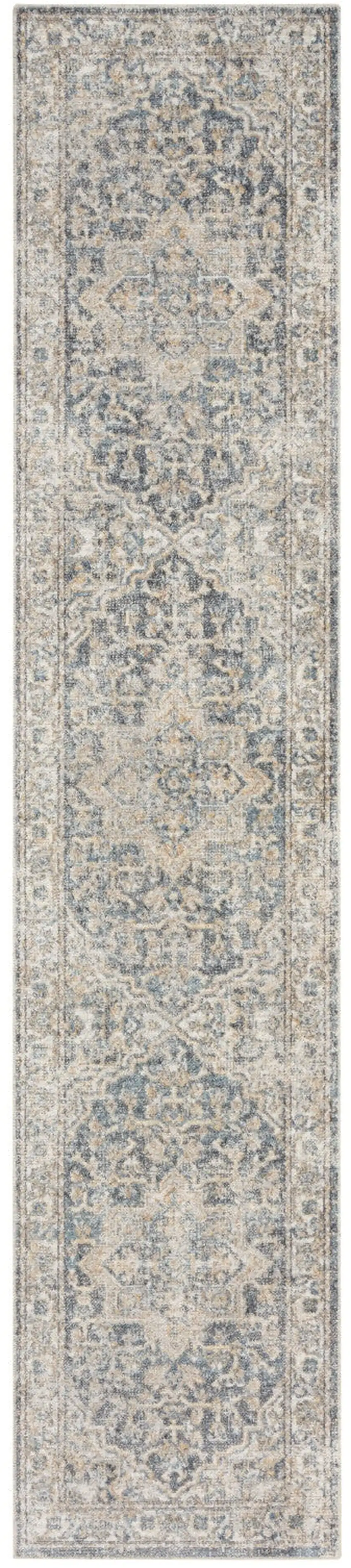 8' Gray Oriental Power Loom Washable Runner Rug Photo 1