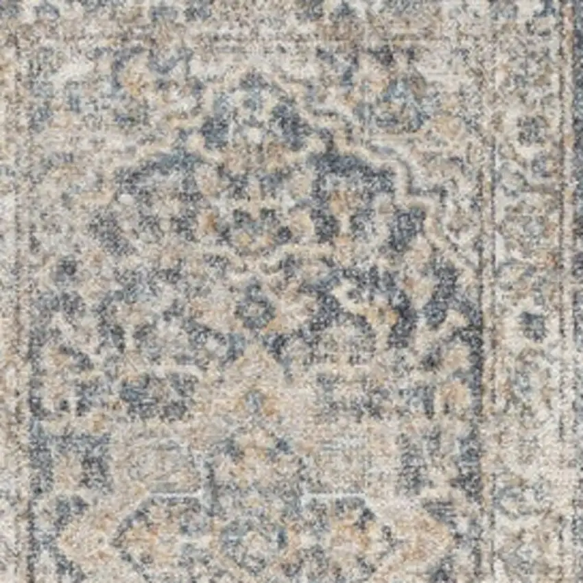 8' Gray Oriental Power Loom Washable Runner Rug Photo 3