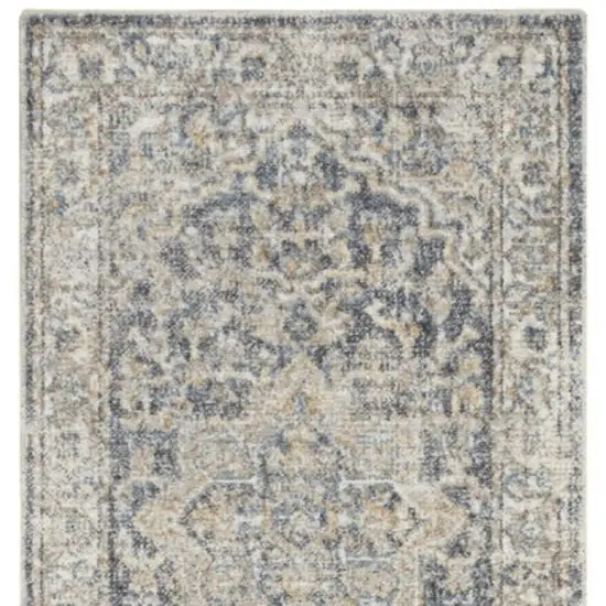 10' Gray Oriental Power Loom Washable Runner Rug Photo 4