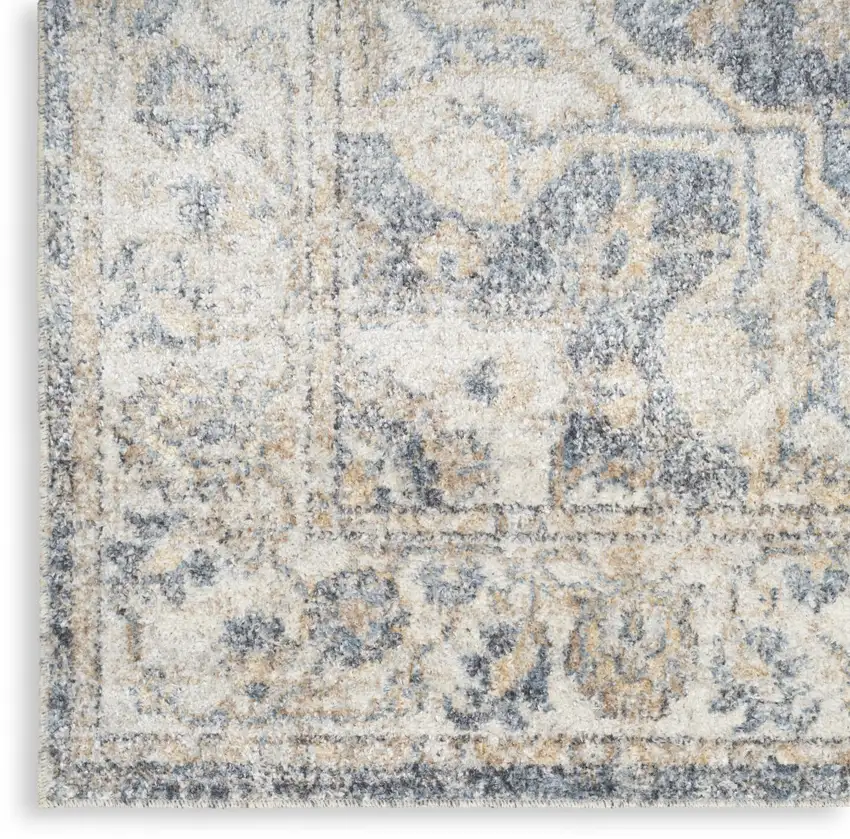 10' Gray Oriental Power Loom Washable Runner Rug Photo 1