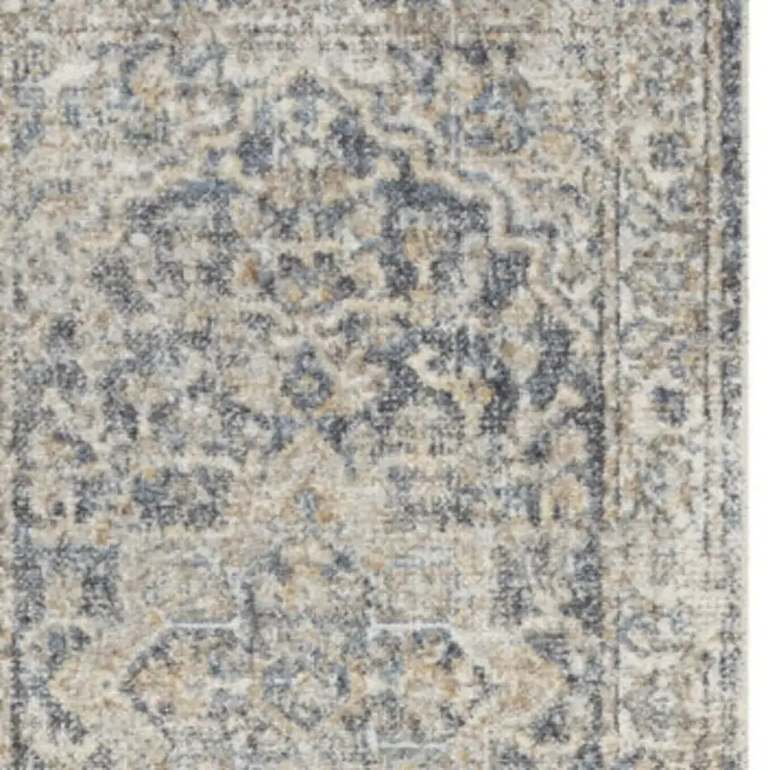 10' Gray Oriental Power Loom Washable Runner Rug Photo 2
