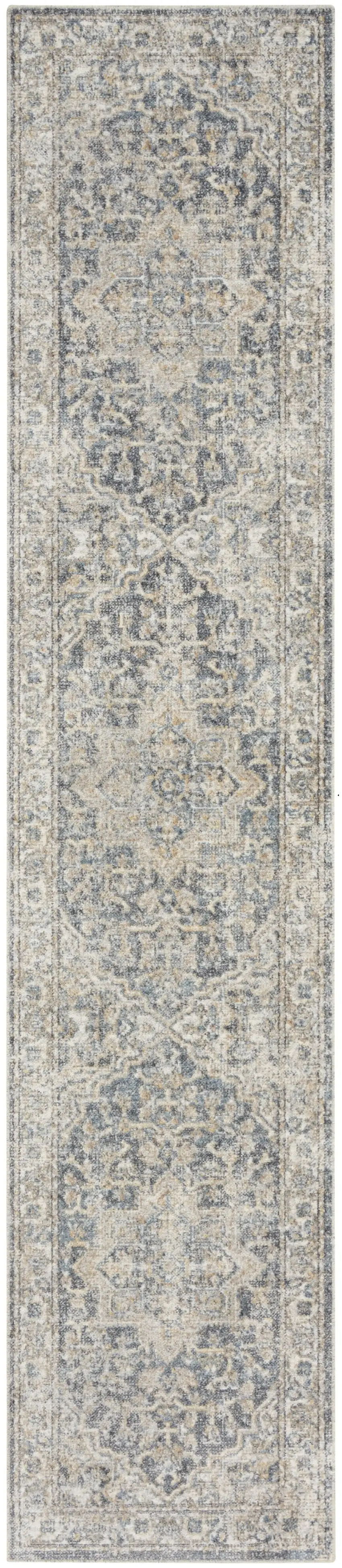 10' Gray Oriental Power Loom Washable Runner Rug Photo 6