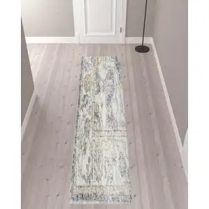 Photo of 10' Gray Oriental Power Loom Washable Runner Rug