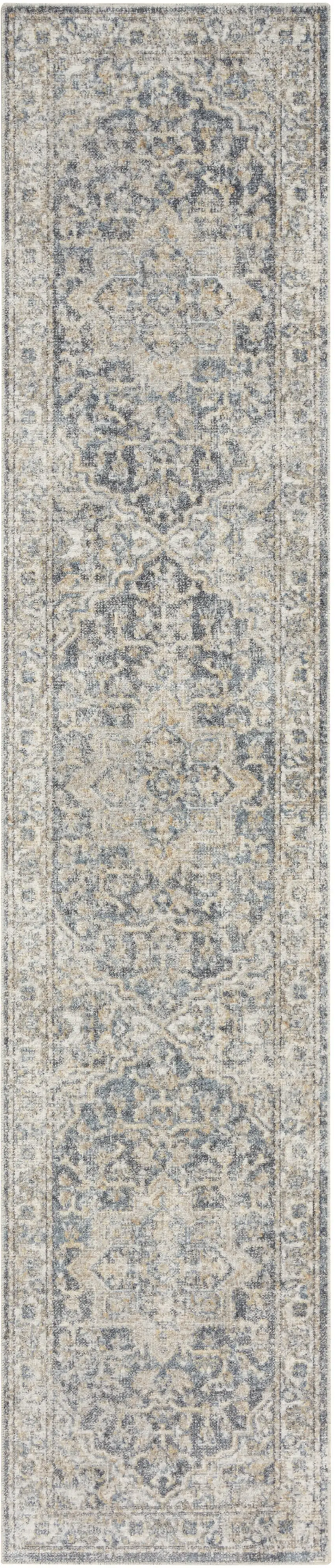 10' Gray Oriental Power Loom Washable Runner Rug Photo 2