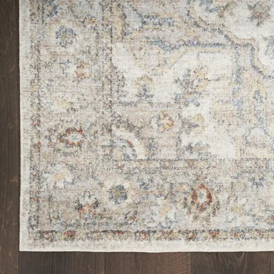 10' Gray Oriental Power Loom Washable Runner Rug Photo 9