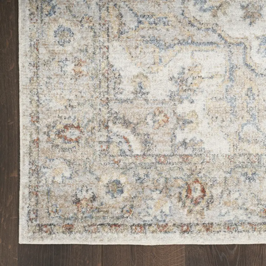 10' Gray Oriental Power Loom Washable Runner Rug Photo 9