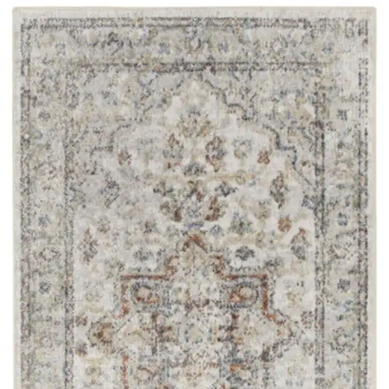 10' Gray Oriental Power Loom Washable Runner Rug Photo 4