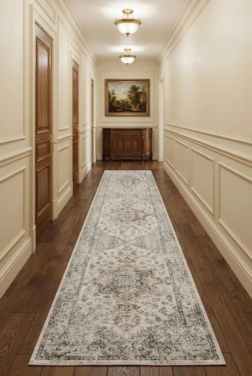 10' Gray Oriental Power Loom Washable Runner Rug Photo 1