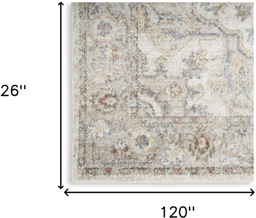 10' Gray Oriental Power Loom Washable Runner Rug Photo 5