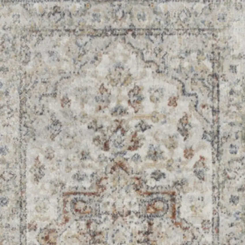 10' Gray Oriental Power Loom Washable Runner Rug Photo 3