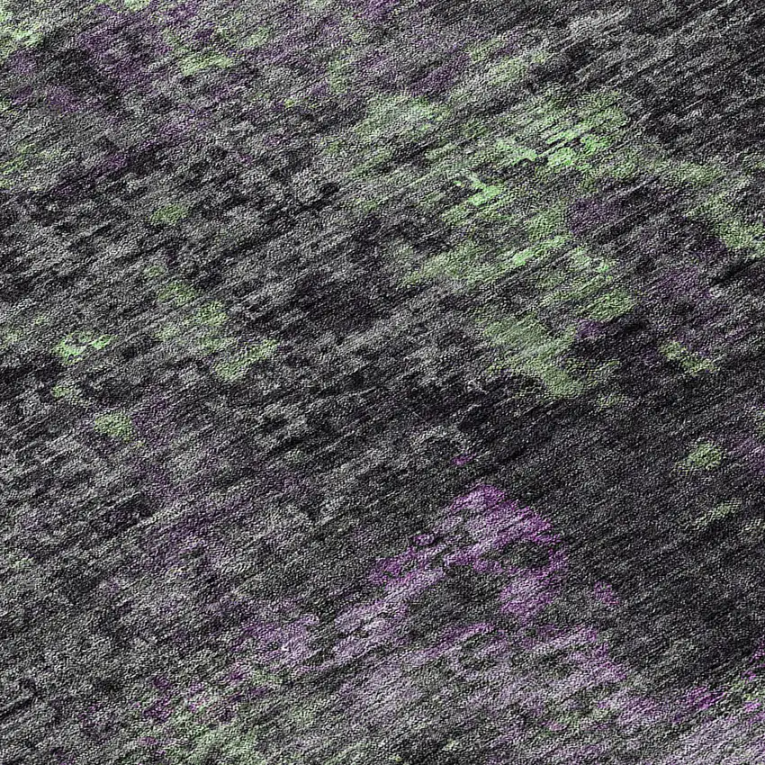 8' Gray Purple And Charcoal Round Abstract Washable Indoor Outdoor Area Rug Photo 8