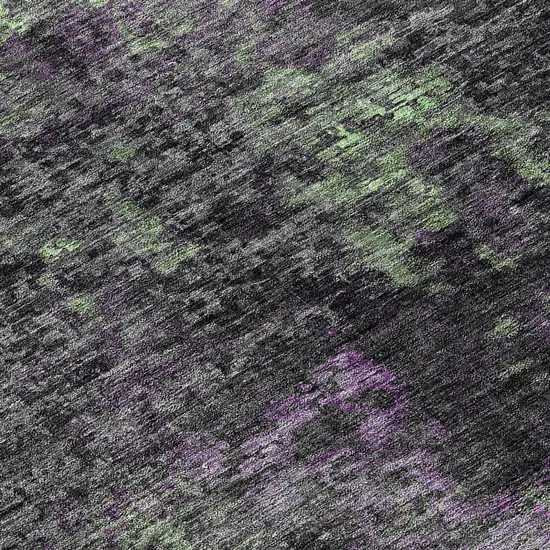 8' Gray Purple And Charcoal Round Abstract Washable Indoor Outdoor Area Rug Photo 8