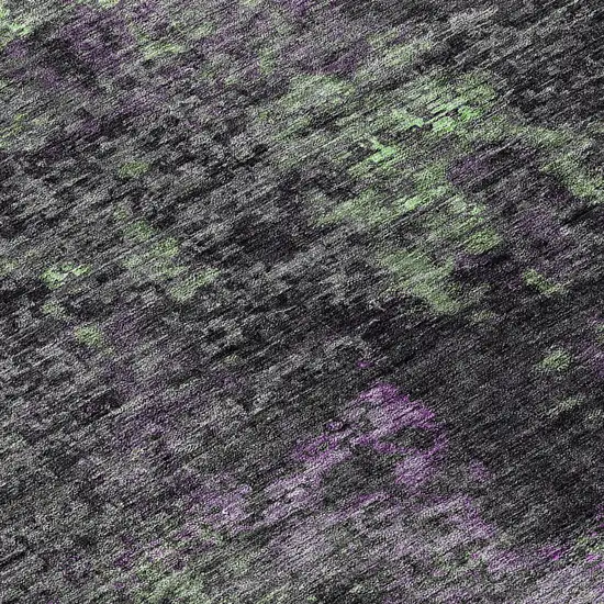 8' Gray Purple And Charcoal Round Abstract Washable Indoor Outdoor Area Rug Photo 8
