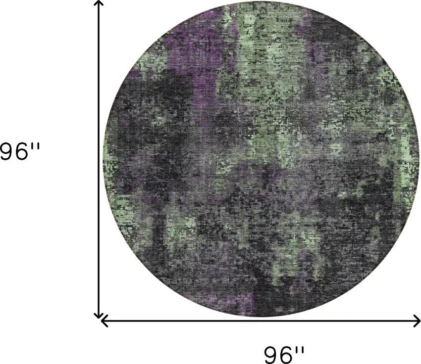 8' Gray Purple And Charcoal Round Abstract Washable Indoor Outdoor Area Rug Photo 3