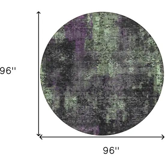 8' Gray Purple And Charcoal Round Abstract Washable Indoor Outdoor Area Rug Photo 3