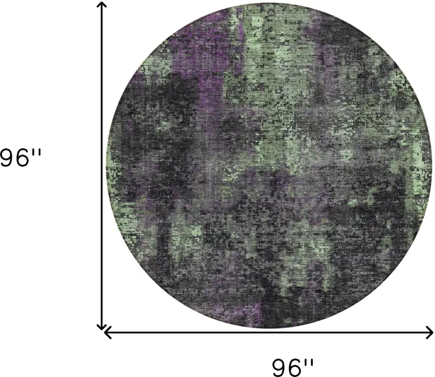 8' Gray Purple And Charcoal Round Abstract Washable Indoor Outdoor Area Rug Photo 3