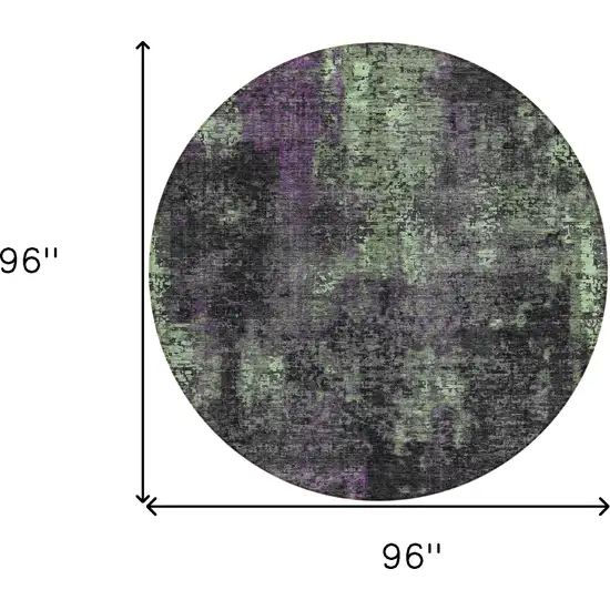 8' Gray Purple And Charcoal Round Abstract Washable Indoor Outdoor Area Rug Photo 3