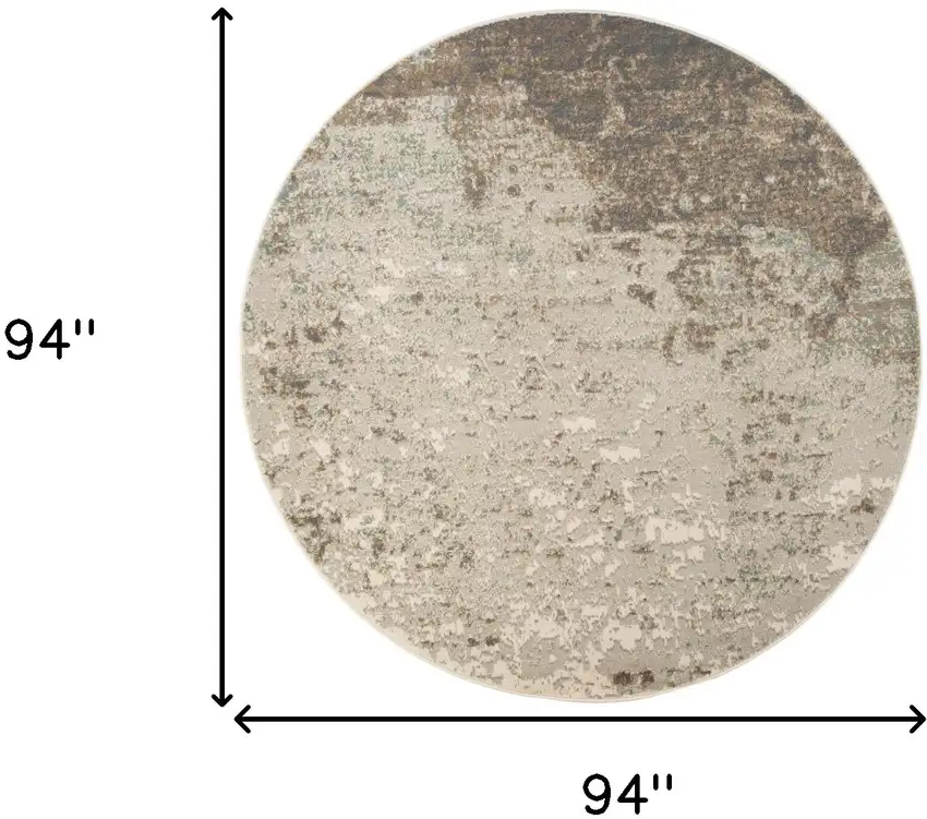 8' Gray Round Abstract Power Loom Area Rug Photo 6