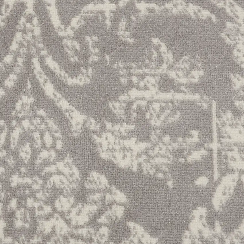 5' Gray Round Damask Power Loom Area Rug Photo 8