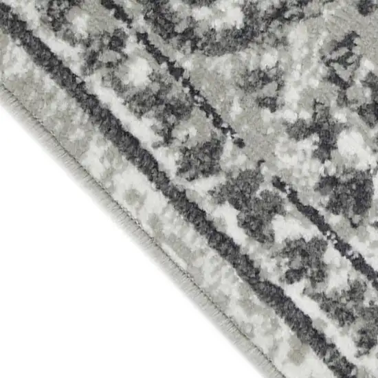 8' Gray and Dark Gray Floral Power Loom Round Rug Photo 1