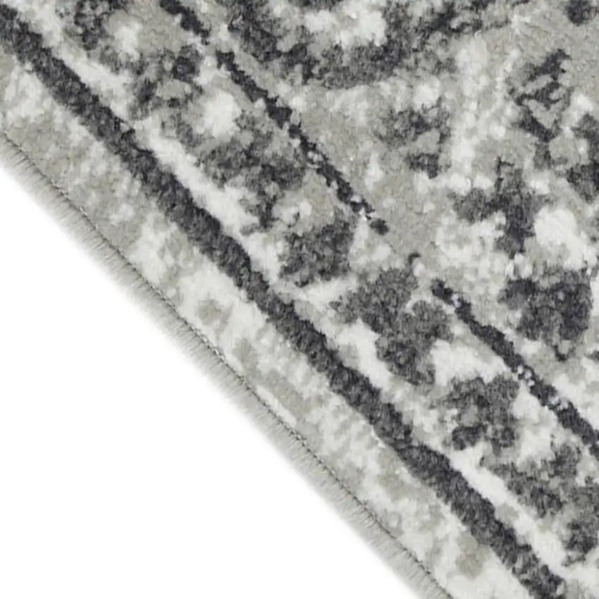 8' Gray and Dark Gray Floral Power Loom Round Rug Photo 1