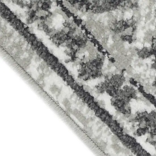 8' Gray and Dark Gray Floral Power Loom Round Rug Photo 2