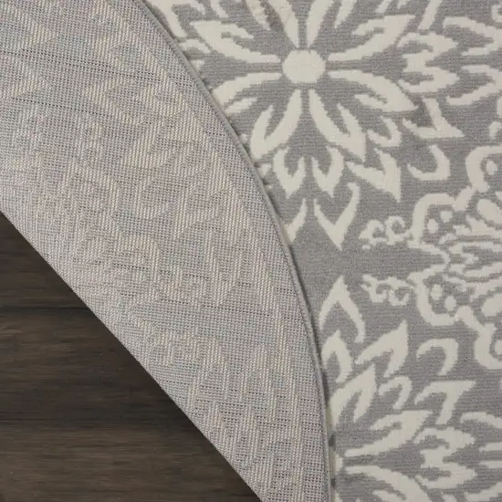 5' Gray Round Floral Power Loom Area Rug Photo 7