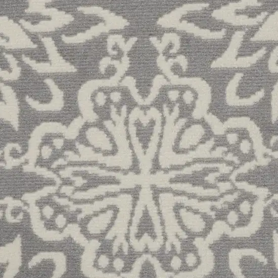 5' Gray Round Floral Power Loom Area Rug Photo 9
