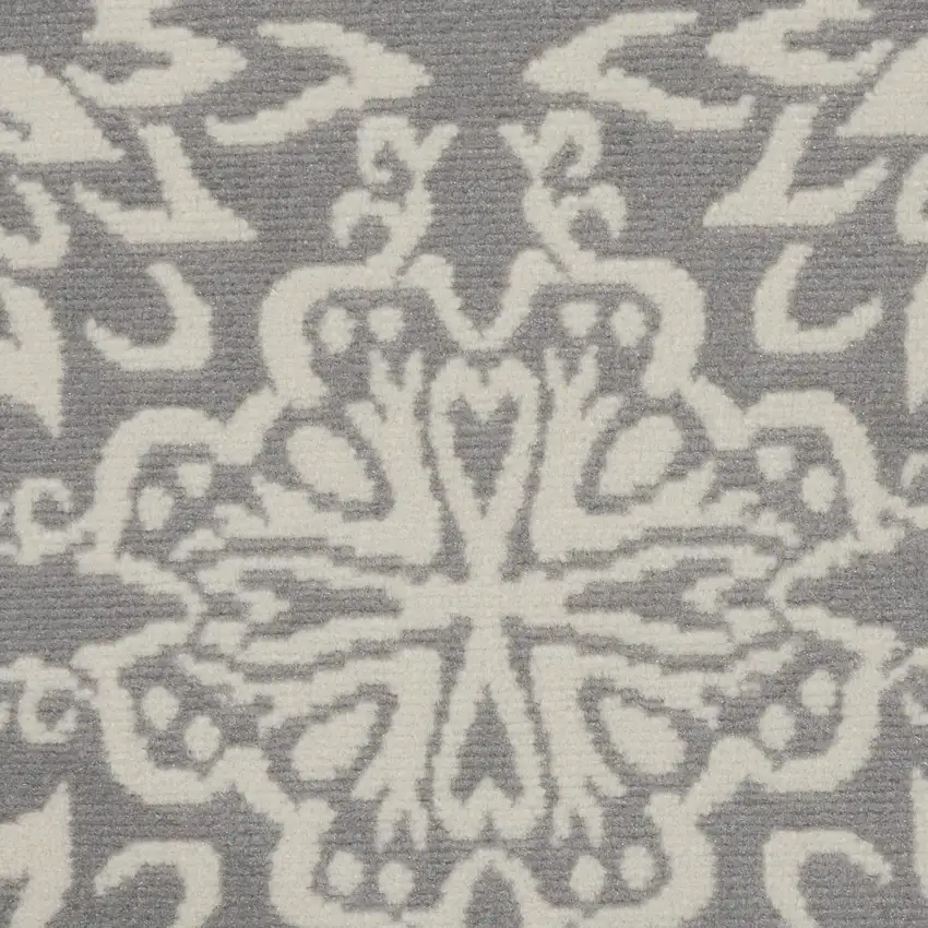 5' Gray Round Floral Power Loom Area Rug Photo 9