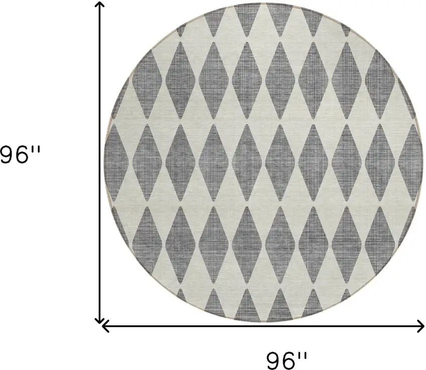 8' Gray Round Geometric Washable Indoor Outdoor Area Rug Photo 3