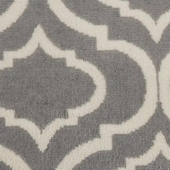 5' Gray Round Moroccan Power Loom Area Rug Photo 9